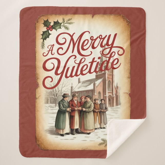 A Merry Yuletide with Victorian Carolers  Sherpa Blanket (Front)