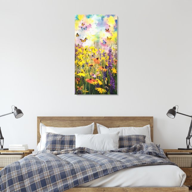 A mesmerising watercolor painting depicting Wildfl Canvas Print (Insitu(Bedroom))