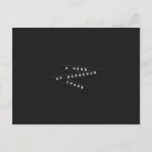 A Mess Of Gorgeous Chaos Embossed Labels Announcement Postcard
