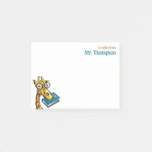 A Message From Teacher with Name - Silly Giraffe Post-it Notes