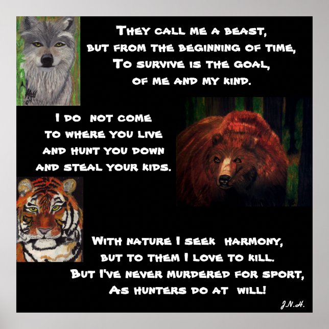 A MESSAGE FROM THE WILD ANIMALS POEM POSTER (Front)