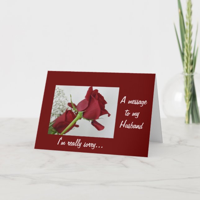 A message to my Husband- I'm really sorry/Red Rose Card (Front)