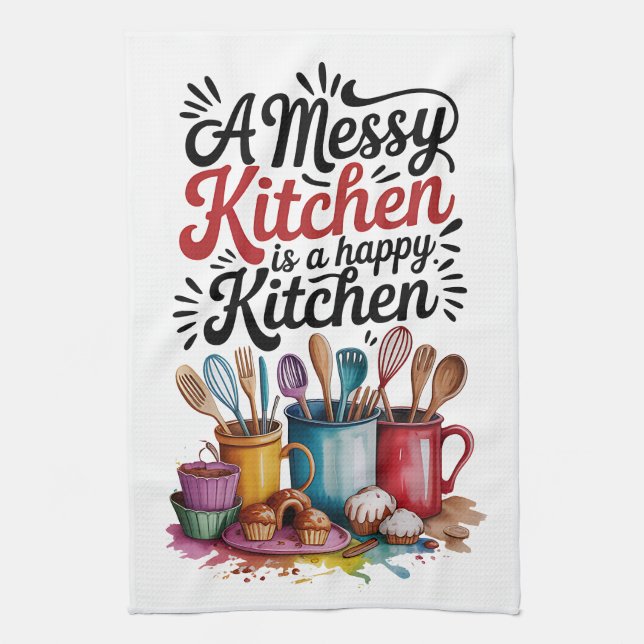 A Messy Kitchen Tea Towel (Vertical)