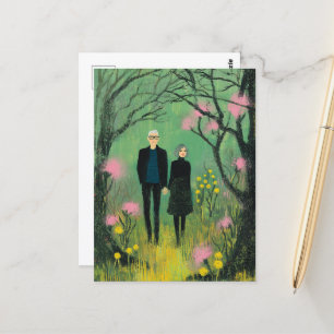 A Middle Aged Couple Walk in the Woods Postcard