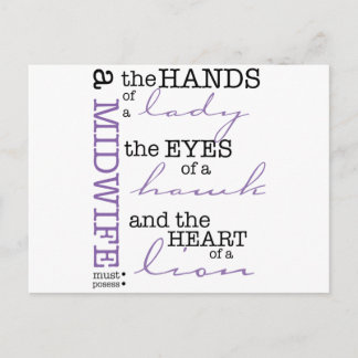 A midwife must possess .... postcard