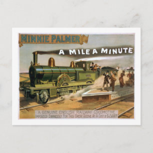 "A Mile a Minute" Vintage Theatre Train Postcard