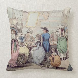 A Milliner's Shop, published in 1787 (hand coloure Cushion