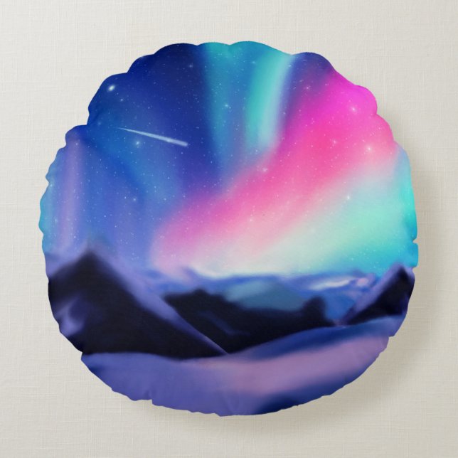 A Million Aurora Dreams Round Pillow (Front)