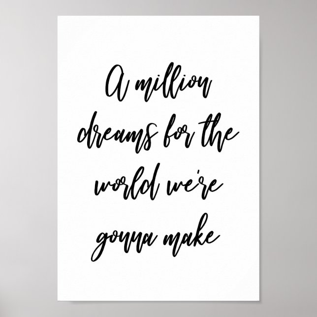 A Million Dreams Song Lyric Wall Art Print (Front)