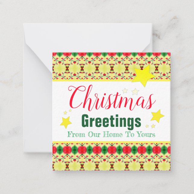 A Minature Holiday Paper Note Card (Front)