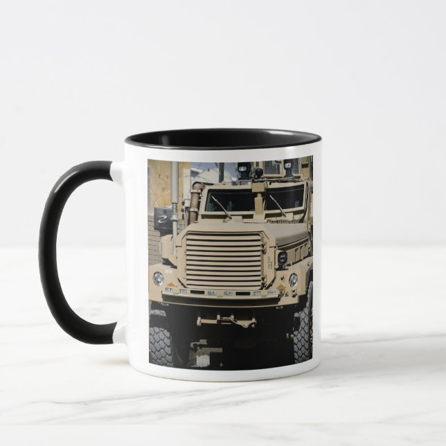 A mine-resistant, ambush-protected vehicle mug (Left)
