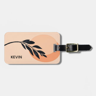 A minimalist botanical watercolor painting luggage tag