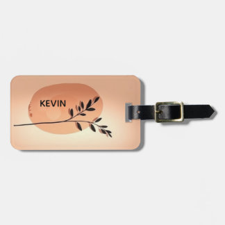 A minimalist botanical watercolor painting luggage tag