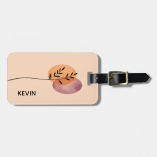 A minimalist botanical watercolor painting luggage tag