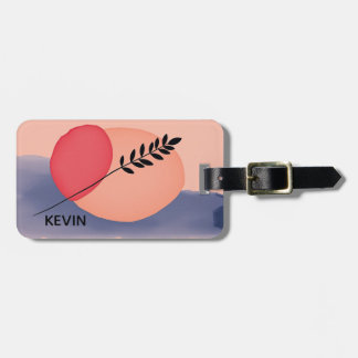 A minimalist botanical watercolor painting luggage tag