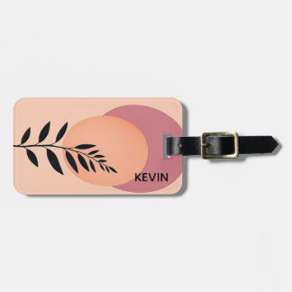 A minimalist botanical watercolor painting luggage tag