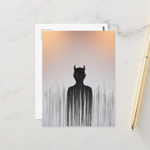 A minimalist devil postcard