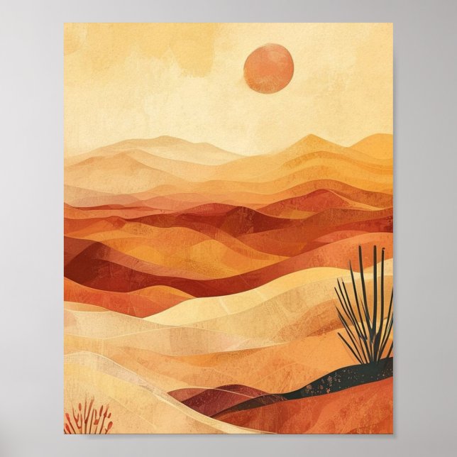 A Minimalist Study of Layered Desert Dunes Poster (Front)
