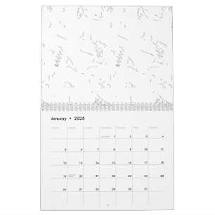 A minimalist white line art sketch depicts a simpl calendar