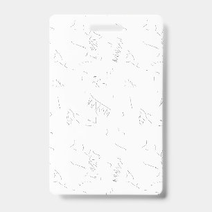 A minimalist white line art sketch depicts a simpl ID badge