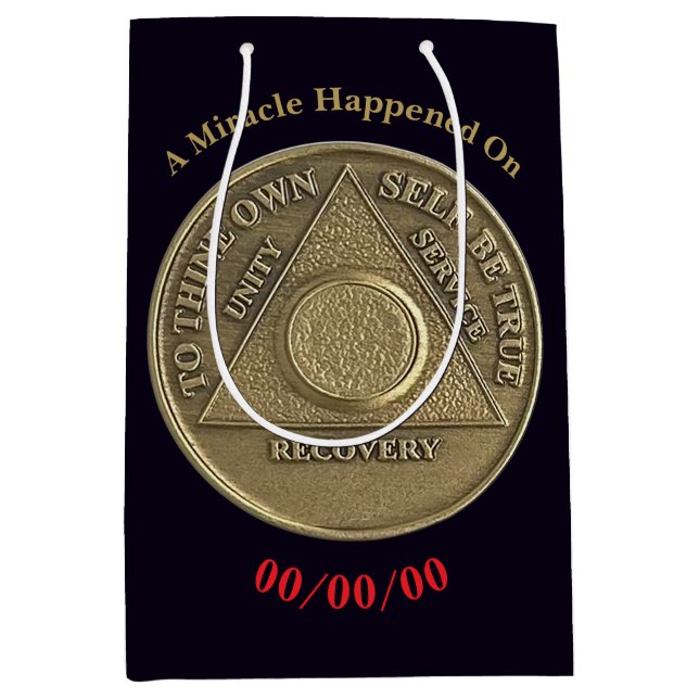 A Miracle Happened On CUSTOM DATE Sober Blank Coin Medium Gift Bag (Front)