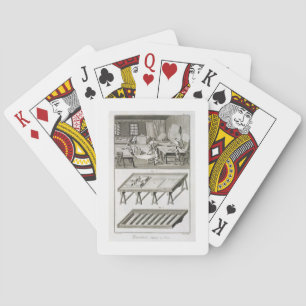 A mirror maker's workshop and tools, from the 'Enc Playing Cards