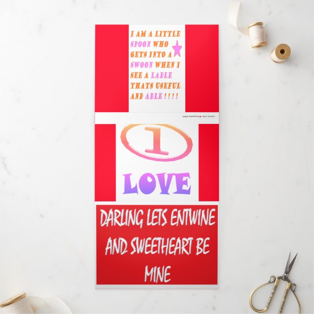 A mix of poems for romantics and fun Tri-Fold holiday card (Outside)