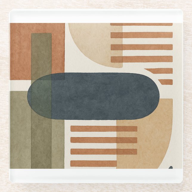 A modern abstract design featuring overlapping geo glass coaster (Front)
