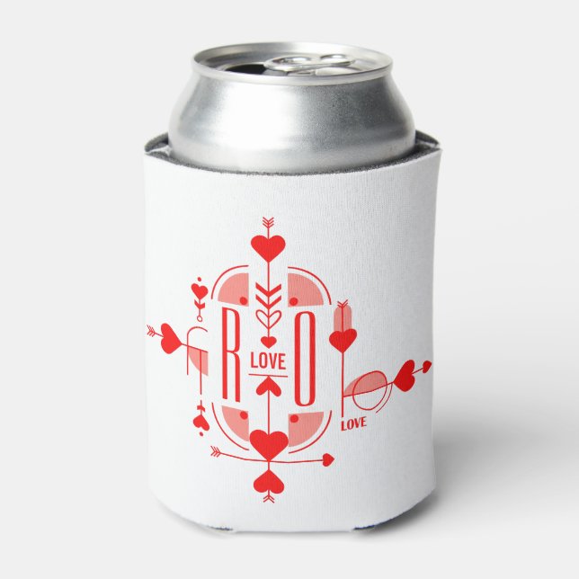 A modern and romantic monogram initial design can cooler (Can Front)