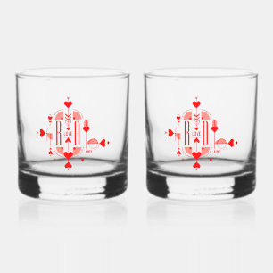 A modern and romantic monogram initial design whiskey glass