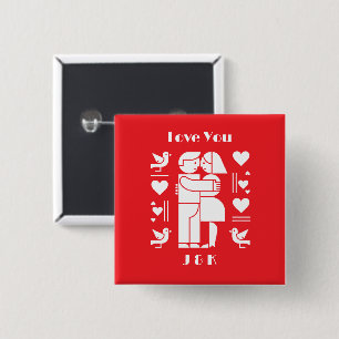 A modern Bauhaus personalized Valentine’s Day 15 Cm Square Badge