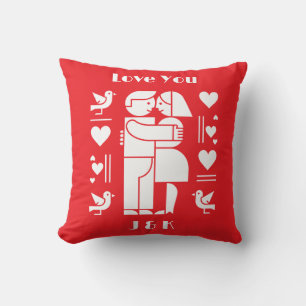 A modern Bauhaus personalized Valentine’s Day Cushion