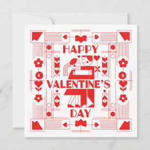 A modern Bauhaus-style Valentine’s Day Holiday Card