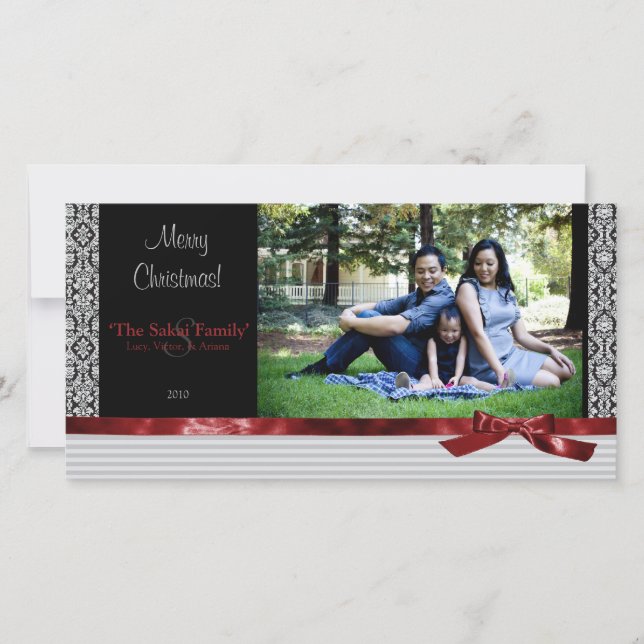 A Modern Damask Holiday Photo Card (Front)