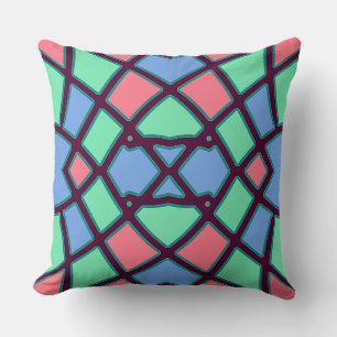 A modern multicolor all over fabric print pattern cushion