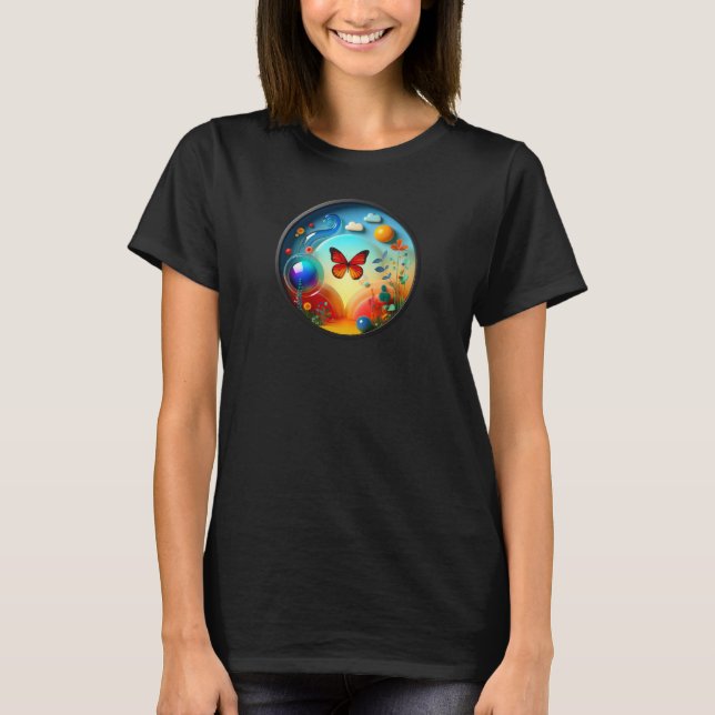A modern nature themed abstract t-shirt design (Front)