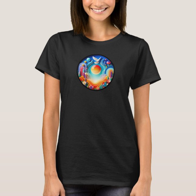 A modern nature themed abstract t-shirt design (Front)