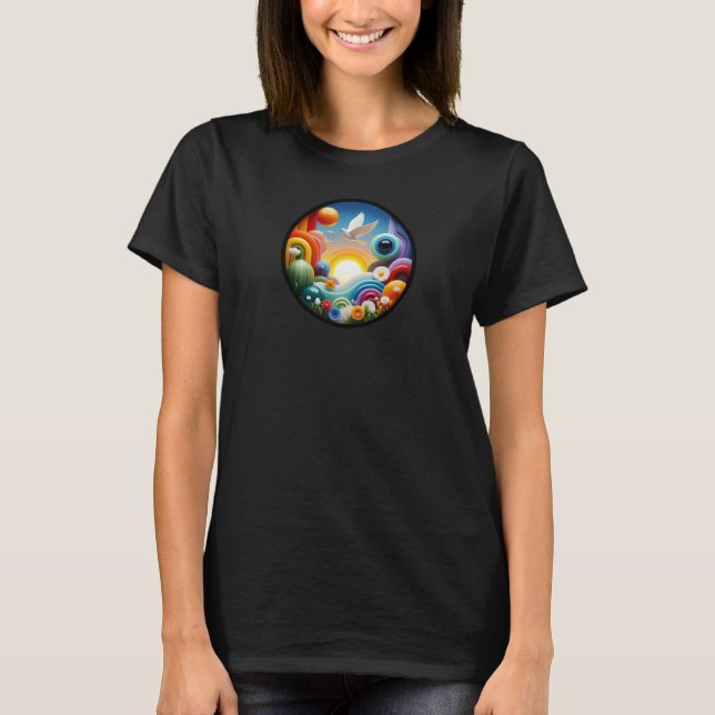 A modern nature themed abstract t-shirt design (Front)