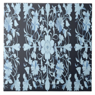A modern seamless blue colour floral pattern tile