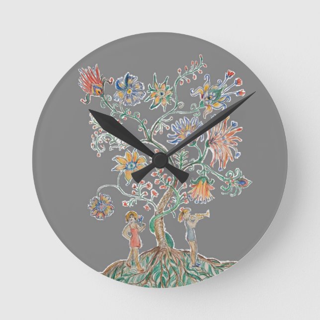 A modern tree of life round clock (Front)