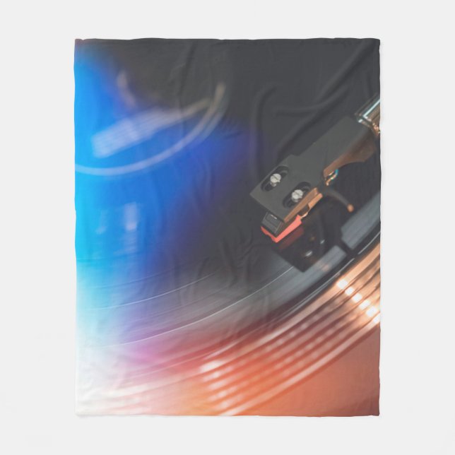 A modern turntable to play music on audio disc. Hi Fleece Blanket (Front)