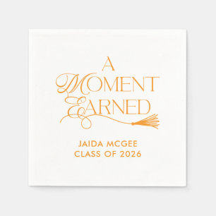 A Moment Earned Orange Graduation Napkin