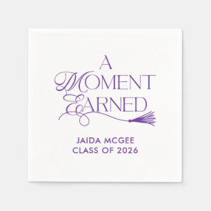 A Moment Earned Purple Graduation Napkin