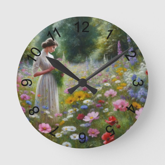 A Moment in a Meadow Round Clock (Front)