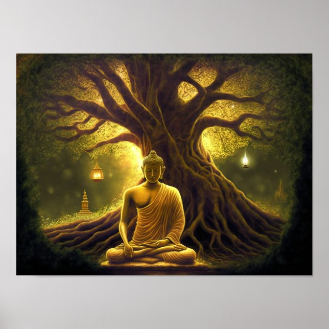 A Moment of Enlightenment: Buddha Meditation Poster (Front)