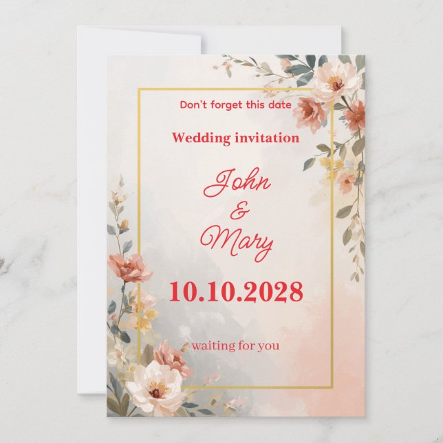A moment of love, a wedding invitation (Front)