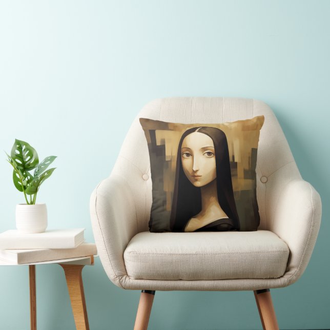 A Mona Lisa reimagined, a classic but also new. Cushion (Chair)
