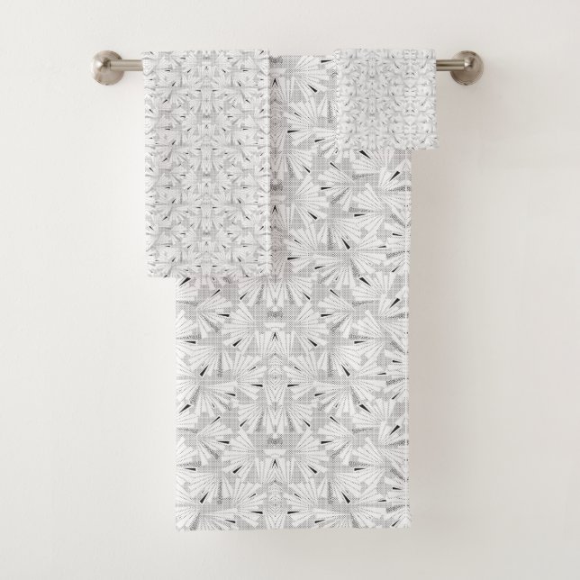 A monochrome pattern featuring numerous intersecti bath towel set (Insitu)