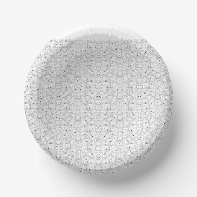 A monochrome pattern featuring numerous intersecti paper plate (Front)