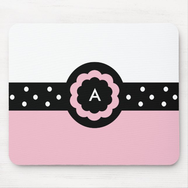A :: Monogram A Dotted Pink & White Mousepad (Front)